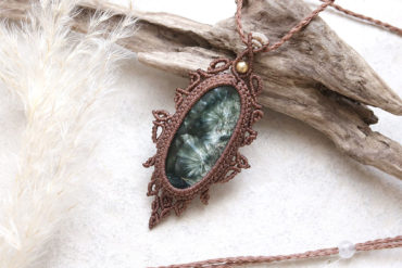 ラブラドライト天然石マクラメネックレスmac450エスニックアジアンエキゾチックなアレルギーフリーの大振りアクセサリー