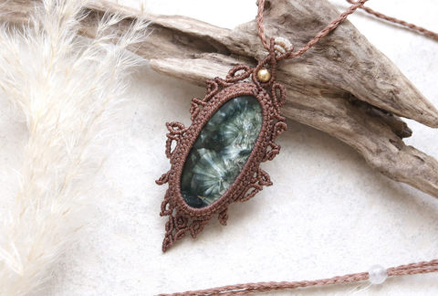 セラフィナイトマクラメネックレスmac443